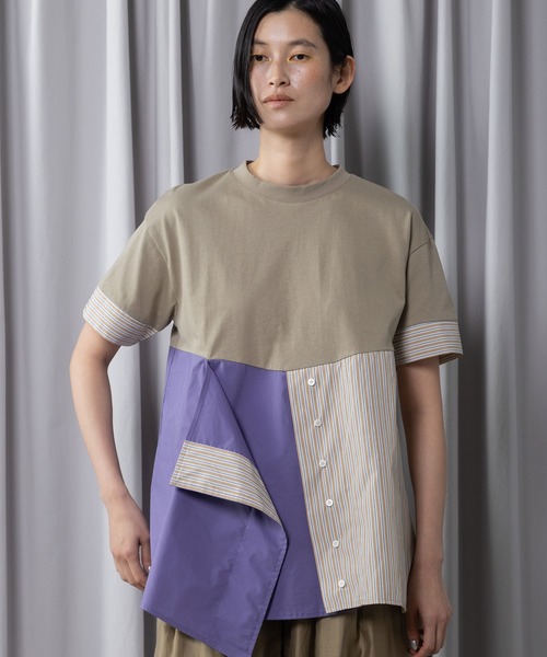 MARECHAL TERRE(マルシャルテル)の「コンビネーションデザイントップス(Tシャツ/カットソー・レディース・ブラック/オフホワイト/ネイビー/モカ・MEDIUM)」の8枚目の写真