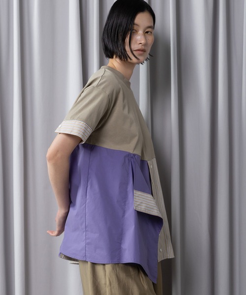 MARECHAL TERRE(マルシャルテル)の「コンビネーションデザイントップス(Tシャツ/カットソー・レディース・ブラック/オフホワイト/ネイビー/モカ・MEDIUM)」の9枚目の写真