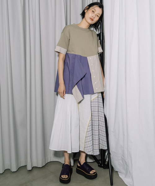 MARECHAL TERRE(マルシャルテル)の「コンビネーションデザイントップス(Tシャツ/カットソー・レディース・ブラック/オフホワイト/ネイビー/モカ・MEDIUM)」の15枚目の写真