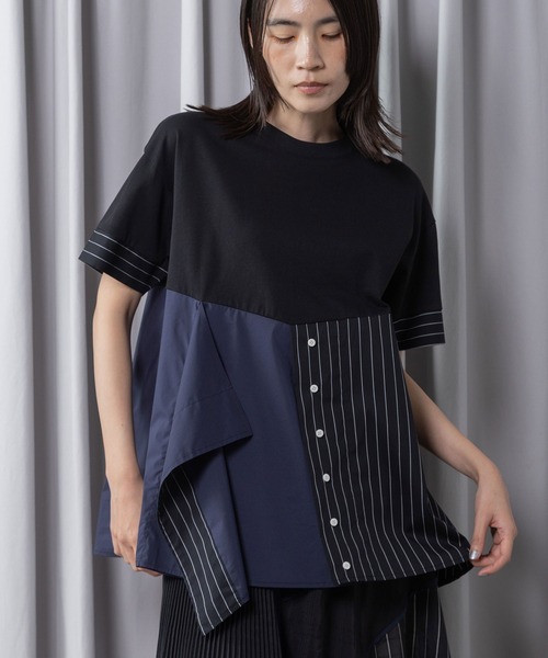 MARECHAL TERRE(マルシャルテル)の「コンビネーションデザイントップス(Tシャツ/カットソー・レディース・ブラック/オフホワイト/ネイビー/モカ・MEDIUM)」の16枚目の写真