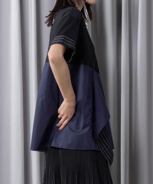 MARECHAL TERRE(マルシャルテル)の「コンビネーションデザイントップス(Tシャツ/カットソー・レディース・ブラック/オフホワイト/ネイビー/モカ・MEDIUM)」の17枚目の写真