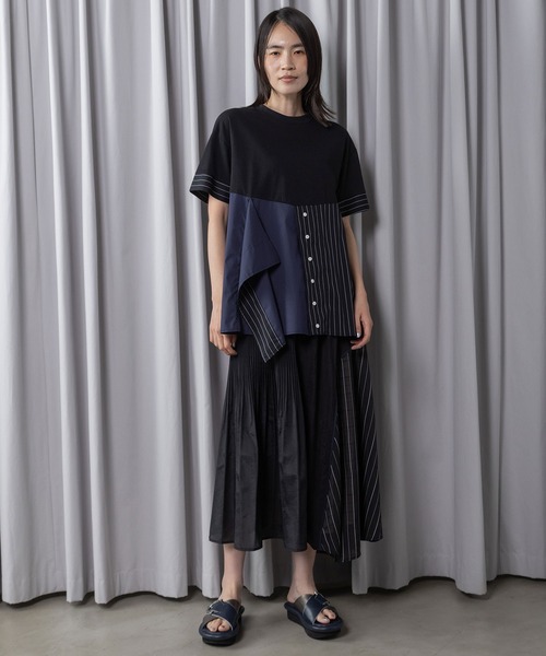 MARECHAL TERRE(マルシャルテル)の「コンビネーションデザイントップス(Tシャツ/カットソー・レディース・ブラック/オフホワイト/ネイビー/モカ・MEDIUM)」の21枚目の写真