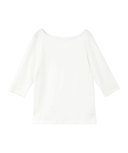 martinique(マルティニーク)の「《定番》フライス5分袖ボートTシャツ(Tシャツ/カットソー・レディース・ホワイト/ピンク/ブラウン・FREE)」の2枚目の写真