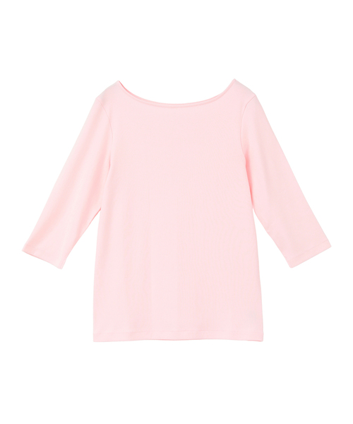 martinique(マルティニーク)の「《定番》フライス5分袖ボートTシャツ(Tシャツ/カットソー・レディース・ホワイト/ピンク/ブラウン・FREE)」の3枚目の写真