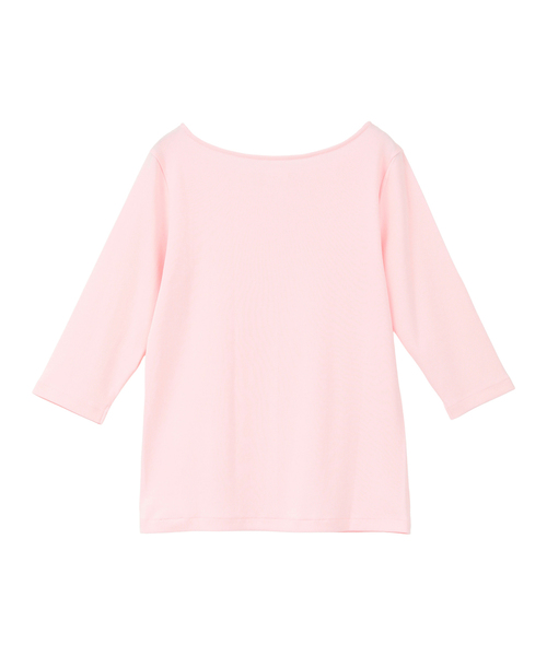 martinique(マルティニーク)の「《定番》フライス5分袖ボートTシャツ(Tシャツ/カットソー・レディース・ホワイト/ピンク/ブラウン・FREE)」の4枚目の写真