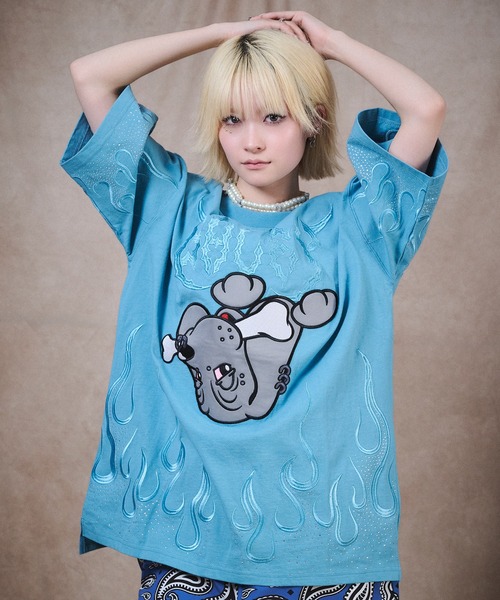 GALFY(ガルフィー)の「GALFY-ファイヤーピカピカTee(Tシャツ/カットソー・メンズ・ブラック/ブルー・XL/L)」の2枚目の写真