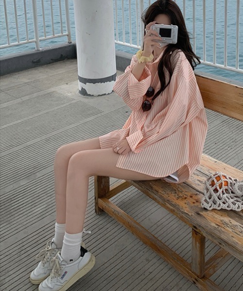 Vipoa（ヴィポア）の「Loose stripe color shirt（シャツ/ブラウス・レディース・グリーン/ブルー/ライトピンク・FREE）」の12枚目の写真