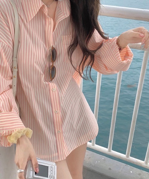 Vipoa（ヴィポア）の「Loose stripe color shirt（シャツ/ブラウス・レディース・グリーン/ブルー/ライトピンク・FREE）」の13枚目の写真