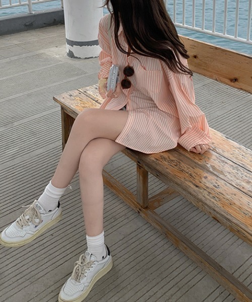 Vipoa（ヴィポア）の「Loose stripe color shirt（シャツ/ブラウス・レディース・グリーン/ブルー/ライトピンク・FREE）」の14枚目の写真