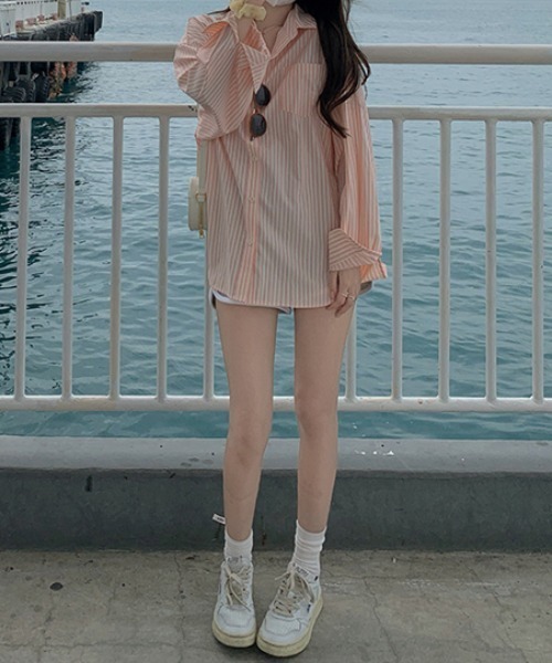 Vipoa（ヴィポア）の「Loose stripe color shirt（シャツ/ブラウス・レディース・グリーン/ブルー/ライトピンク・FREE）」の15枚目の写真