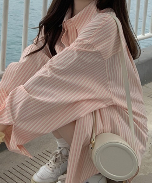 Vipoa（ヴィポア）の「Loose stripe color shirt（シャツ/ブラウス・レディース・グリーン/ブルー/ライトピンク・FREE）」の17枚目の写真