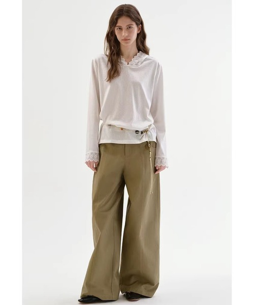 Fano Studios（ファノ ストゥディオズ）の「フード付き レース 長袖トップス FC26S061【Fano Studios】【2026SS】（Tシャツ/カットソー・レディース・ホワイト・S/M/L）」の2枚目の写真