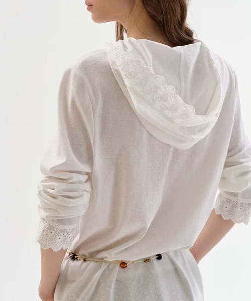Fano Studios（ファノ ストゥディオズ）の「フード付き レース 長袖トップス FC26S061【Fano Studios】【2026SS】（Tシャツ/カットソー・レディース・ホワイト・S/M/L）」の10枚目の写真