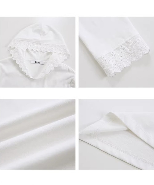 Fano Studios（ファノ ストゥディオズ）の「フード付き レース 長袖トップス FC26S061【Fano Studios】【2026SS】（Tシャツ/カットソー・レディース・ホワイト・S/M/L）」の12枚目の写真
