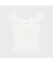 Jacquard Gathered Top (Ivory)