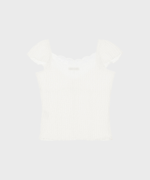 ALKI ALKA(アルキアルカ)の「Jacquard Gathered Top (Ivory)(Tシャツ/カットソー・レディース・アイボリー・MEDIUM/SMALL)」の6枚目の写真