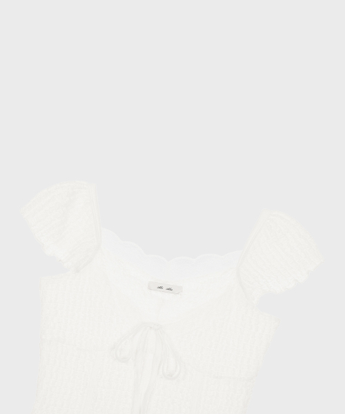 ALKI ALKA(アルキアルカ)の「Jacquard Gathered Top (Ivory)(Tシャツ/カットソー・レディース・アイボリー・MEDIUM/SMALL)」の7枚目の写真
