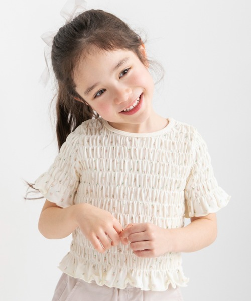 BRANSHES(ブランシェス)の「スモッキング半袖Tシャツ(Tシャツ/カットソー・キッズ・サックスブルー/ブラック/ピンク・140/120/100/110/150/130)」の3枚目の写真
