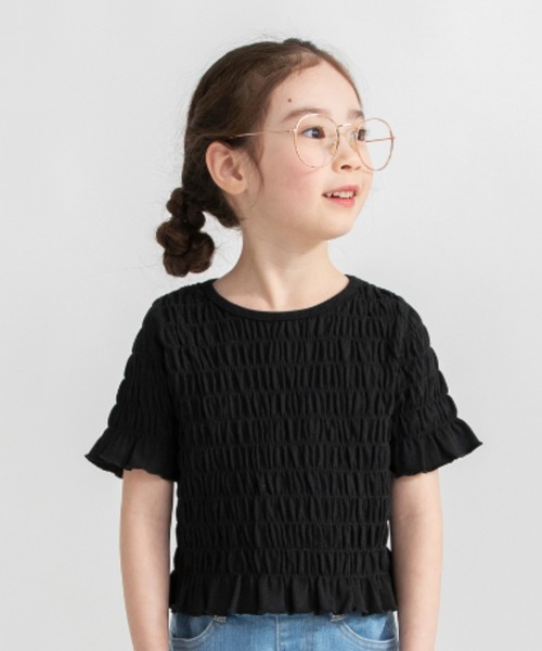 BRANSHES(ブランシェス)の「スモッキング半袖Tシャツ(Tシャツ/カットソー・キッズ・サックスブルー/ブラック/ピンク・140/120/100/110/150/130)」の1枚目の写真