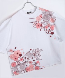 和柄プリントTシャツ 半袖 鯉 龍 熨斗 花 金魚 鶴 和風