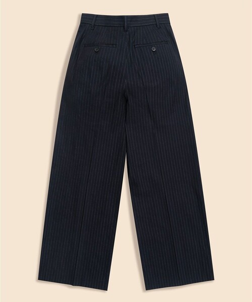 BROOKS BROTHERS(ブルックスブラザーズ)の「リネンブレンド ピンストライプ プリーテッド ワイドレッグパンツ(スラックス・レディース・ネイビー・0/2/4/6)」の3枚目の写真