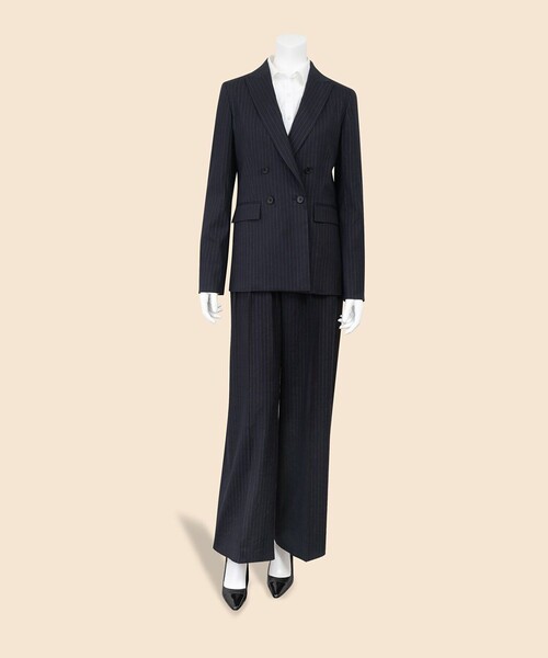 BROOKS BROTHERS(ブルックスブラザーズ)の「リネンブレンド ピンストライプ プリーテッド ワイドレッグパンツ(スラックス・レディース・ネイビー・0/2/4/6)」の5枚目の写真