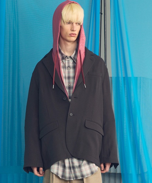 MAISON SPECIAL(メゾンスペシャル)の「《UNISEX》Wooly Mesh Relax-Over 2B Tailored Jacket/ウーリーメッシュリラックスオーバー2Bテーラードジャケット【MAISON SPECIAL/メゾンスペシャル】■セットアップ対応■(テーラードジャケット・メンズ・ラベンダー/チャコールグレー/ブラック・2/1/0)」の3枚目の写真