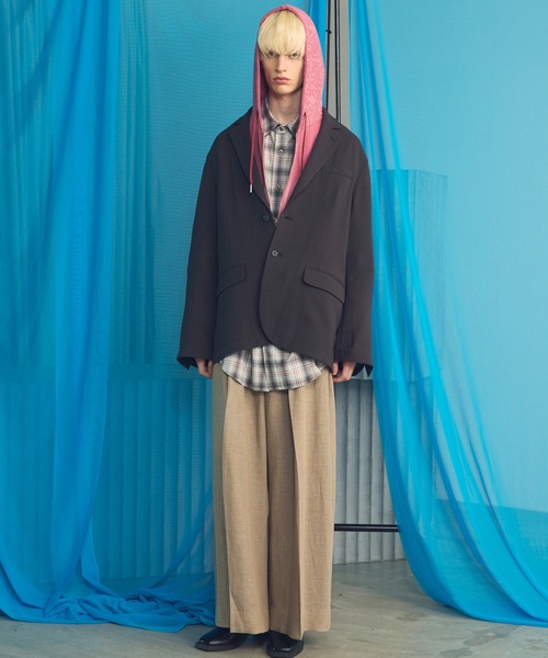 MAISON SPECIAL(メゾンスペシャル)の「《UNISEX》Wooly Mesh Relax-Over 2B Tailored Jacket/ウーリーメッシュリラックスオーバー2Bテーラードジャケット【MAISON SPECIAL/メゾンスペシャル】■セットアップ対応■(テーラードジャケット・メンズ・ラベンダー/チャコールグレー/ブラック・2/1/0)」の6枚目の写真