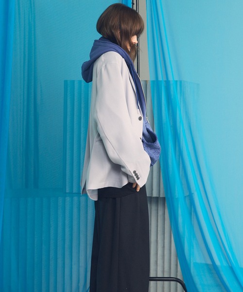 MAISON SPECIAL(メゾンスペシャル)の「《UNISEX》Wooly Mesh Relax-Over 2B Tailored Jacket/ウーリーメッシュリラックスオーバー2Bテーラードジャケット【MAISON SPECIAL/メゾンスペシャル】■セットアップ対応■(テーラードジャケット・メンズ・ラベンダー/チャコールグレー/ブラック・2/1/0)」の8枚目の写真