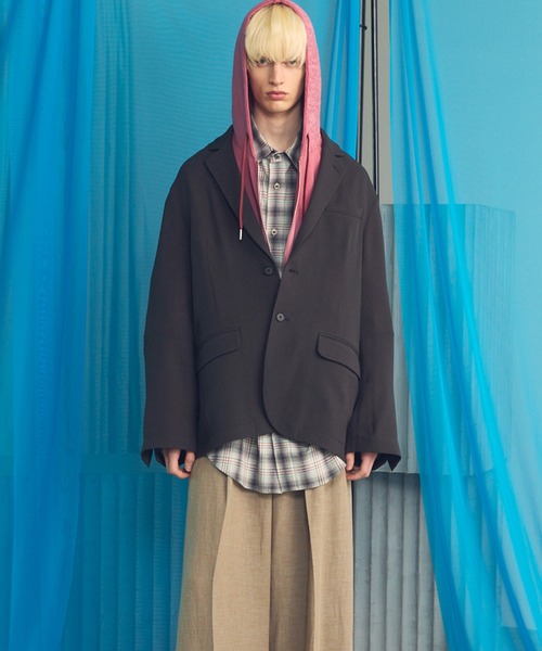 MAISON SPECIAL(メゾンスペシャル)の「《UNISEX》Wooly Mesh Relax-Over 2B Tailored Jacket/ウーリーメッシュリラックスオーバー2Bテーラードジャケット【MAISON SPECIAL/メゾンスペシャル】■セットアップ対応■(テーラードジャケット・メンズ・ラベンダー/チャコールグレー/ブラック・2/1/0)」の13枚目の写真