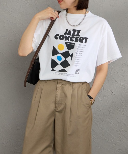 THE SHINZONE（ザ　シンゾーン）の「[THE SHINZONE/ザ シンゾーン] JAZZ CONCERT プリントTシャツ（Tシャツ/カットソー・レディース・ホワイト/グレー・0）」の2枚目の写真