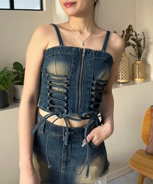 SPIRALGIRL | レースアップデニムビスチェ(キャミソール)