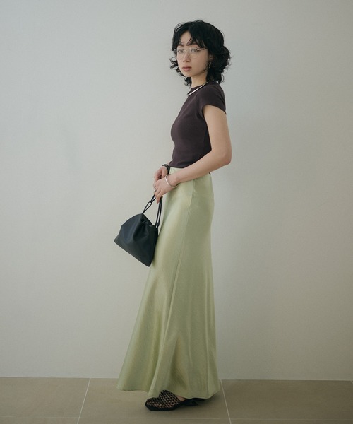 LAULEN（ローレン）の「satin narrow flare long skirt /サテンナローフレアロングスカート（スカート・レディース・アイボリー/ライトグリーン/ラベンダー・S/M）」の15枚目の写真
