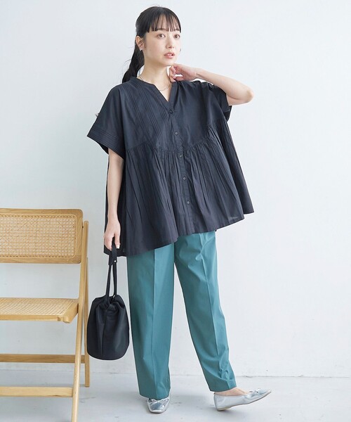 coen(コーエン)の「【定番/接触冷感/UVカット】イージービューティーワイドパンツ(WEB限定サイズあり)(スラックス・レディース・ターコイズブルー/ブラック/モカ/コバルトブルー・XS/S/M/L/XL)」の22枚目の写真