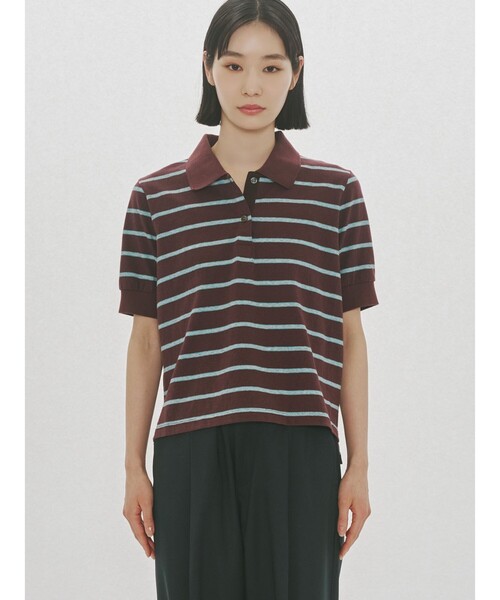 MIDIUMISOLID(ミディウミソリッド)の「MIDIUMISOLID for Ladies マルチボーダーポロシャツ(Tシャツ/カットソー・レディース・ワインレッド/キナリ・FREE)」の13枚目の写真