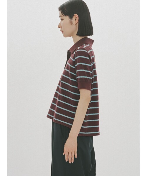 MIDIUMISOLID(ミディウミソリッド)の「MIDIUMISOLID for Ladies マルチボーダーポロシャツ(Tシャツ/カットソー・レディース・ワインレッド/キナリ・FREE)」の12枚目の写真