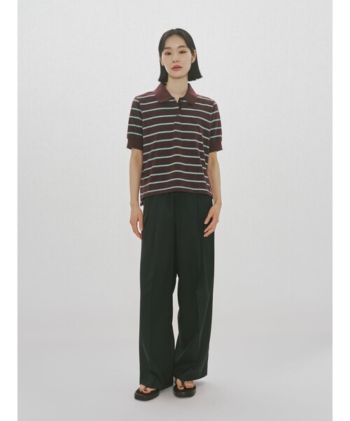 MIDIUMISOLID(ミディウミソリッド)の「MIDIUMISOLID for Ladies マルチボーダーポロシャツ(Tシャツ/カットソー・レディース・ワインレッド/キナリ・FREE)」の10枚目の写真