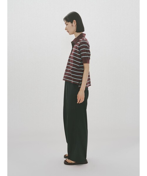 MIDIUMISOLID(ミディウミソリッド)の「MIDIUMISOLID for Ladies マルチボーダーポロシャツ(Tシャツ/カットソー・レディース・ワインレッド/キナリ・FREE)」の8枚目の写真