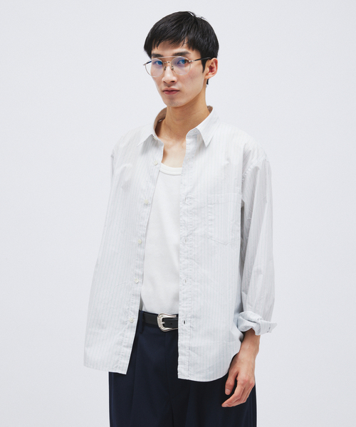 JOURNAL STANDARD(ジャーナルスタンダード)の「パターン ストライプ レギュラー カラー シャツ(シャツ/ブラウス・メンズ・オレンジ/ネイビー/ライトグレー/サックスブルー・LARGE/MEDIUM)」の1枚目の写真
