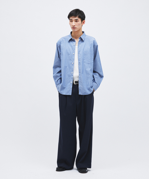 JOURNAL STANDARD(ジャーナルスタンダード)の「パターン ストライプ レギュラー カラー シャツ(シャツ/ブラウス・メンズ・オレンジ/ネイビー/ライトグレー/サックスブルー・LARGE/MEDIUM)」の5枚目の写真