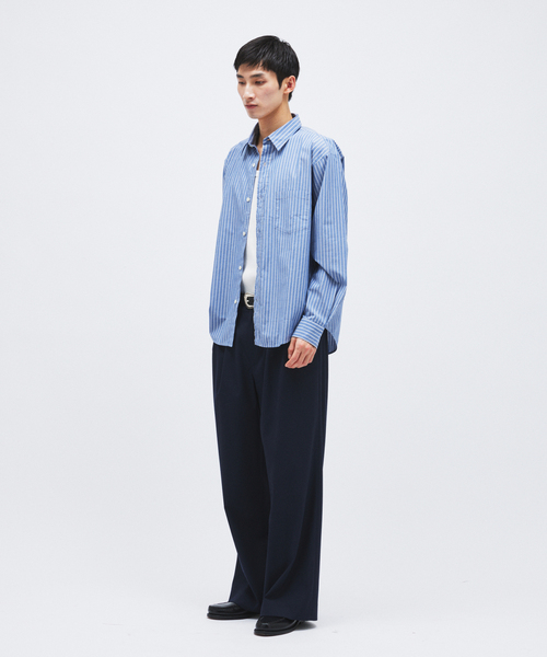 JOURNAL STANDARD(ジャーナルスタンダード)の「パターン ストライプ レギュラー カラー シャツ(シャツ/ブラウス・メンズ・オレンジ/ネイビー/ライトグレー/サックスブルー・LARGE/MEDIUM)」の6枚目の写真