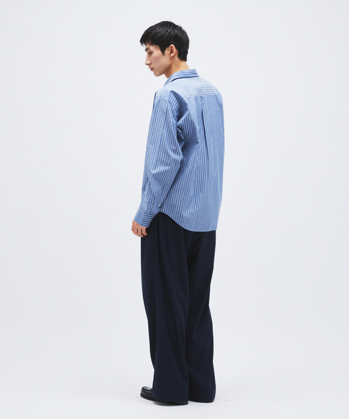 JOURNAL STANDARD(ジャーナルスタンダード)の「パターン ストライプ レギュラー カラー シャツ(シャツ/ブラウス・メンズ・オレンジ/ネイビー/ライトグレー/サックスブルー・LARGE/MEDIUM)」の7枚目の写真