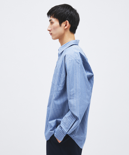 JOURNAL STANDARD(ジャーナルスタンダード)の「パターン ストライプ レギュラー カラー シャツ(シャツ/ブラウス・メンズ・オレンジ/ネイビー/ライトグレー/サックスブルー・LARGE/MEDIUM)」の10枚目の写真