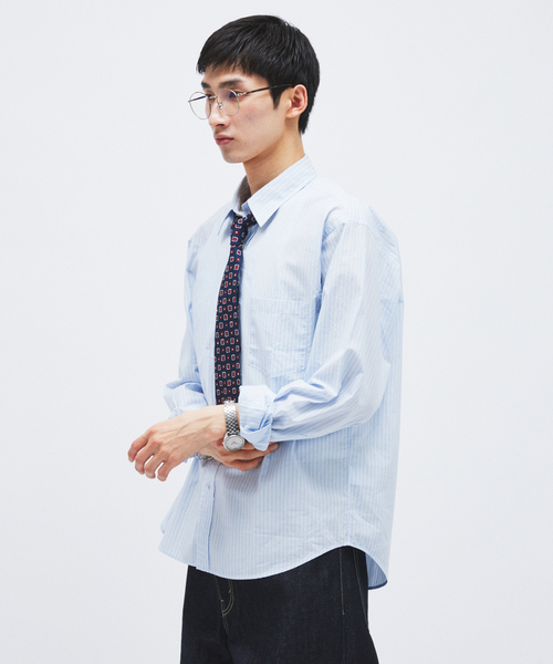 JOURNAL STANDARD(ジャーナルスタンダード)の「パターン ストライプ レギュラー カラー シャツ(シャツ/ブラウス・メンズ・オレンジ/ネイビー/ライトグレー/サックスブルー・LARGE/MEDIUM)」の15枚目の写真