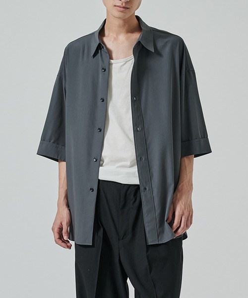 STUDIOUS(ステュディオス)の「【STUDIOUS】竹からできた素材 BAMBOO RAYON SHIRTS(シャツ/ブラウス・メンズ・ダークグレー/ブラック/ストライプ/ホワイト・2/1)」の6枚目の写真