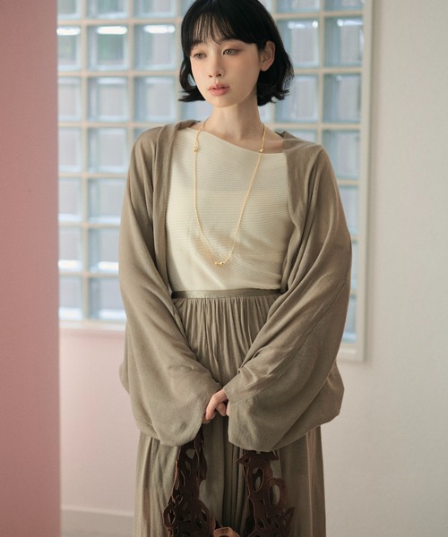 LAULEN（ローレン）の「drape dolman sleeve knit cardigan /ドレープドルマンスリーブニットカーディガン（カーディガン/ボレロ・レディース・ブラウン/オートミール/ベージュ/ブラック・FREE）」の6枚目の写真