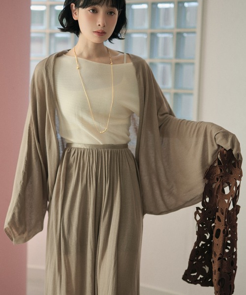 LAULEN（ローレン）の「drape dolman sleeve knit cardigan /ドレープドルマンスリーブニットカーディガン（カーディガン/ボレロ・レディース・ブラウン/オートミール/ベージュ/ブラック・FREE）」の7枚目の写真
