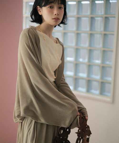 LAULEN（ローレン）の「drape dolman sleeve knit cardigan /ドレープドルマンスリーブニットカーディガン（カーディガン/ボレロ・レディース・ブラウン/オートミール/ベージュ/ブラック・FREE）」の11枚目の写真