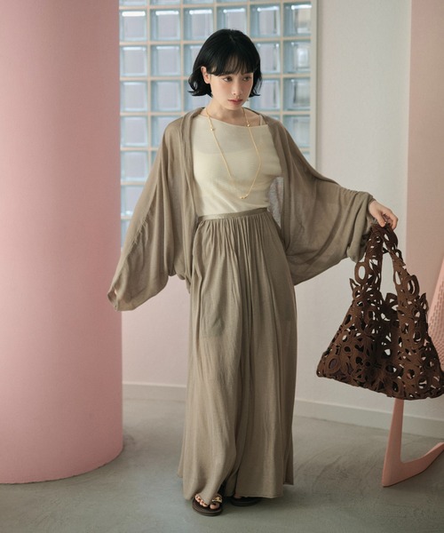 LAULEN（ローレン）の「drape dolman sleeve knit cardigan /ドレープドルマンスリーブニットカーディガン（カーディガン/ボレロ・レディース・ブラウン/オートミール/ベージュ/ブラック・FREE）」の13枚目の写真