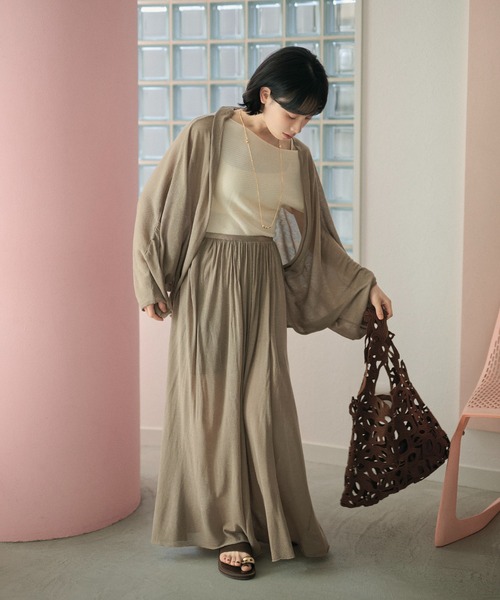 LAULEN（ローレン）の「drape dolman sleeve knit cardigan /ドレープドルマンスリーブニットカーディガン（カーディガン/ボレロ・レディース・ブラウン/オートミール/ベージュ/ブラック・FREE）」の14枚目の写真